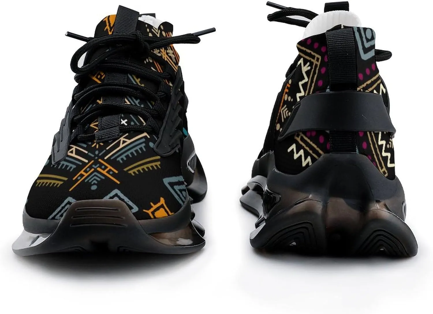 BohoEthnic Pattern Walking Shoes for Men Lightweight Tennis Fashion Elastic Sports Shoes Cushion Basketball Shoes