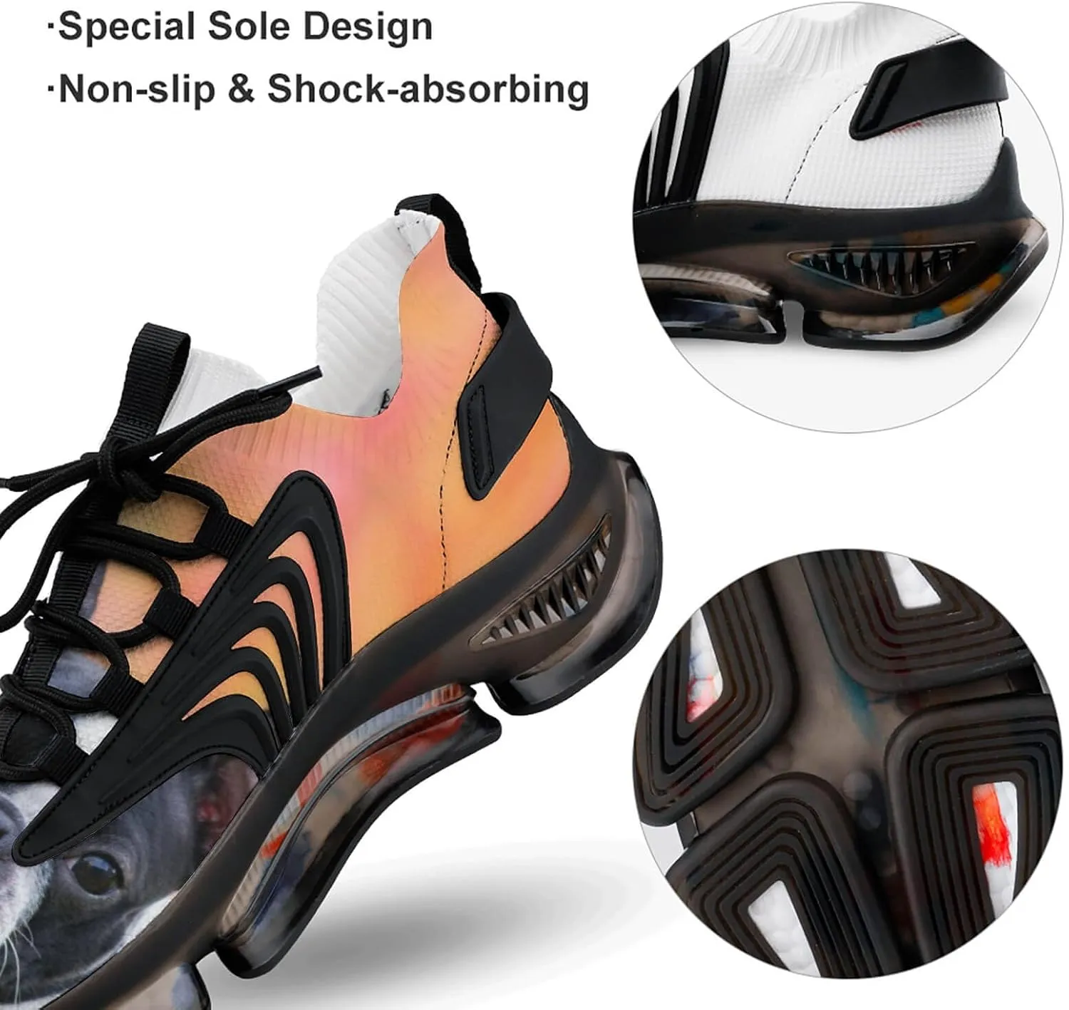 Boston Terrier Dog Female Outside Walking Shoes for Men Lightweight Tennis Fashion Elastic Sports Shoes Cushion Basketball Shoes