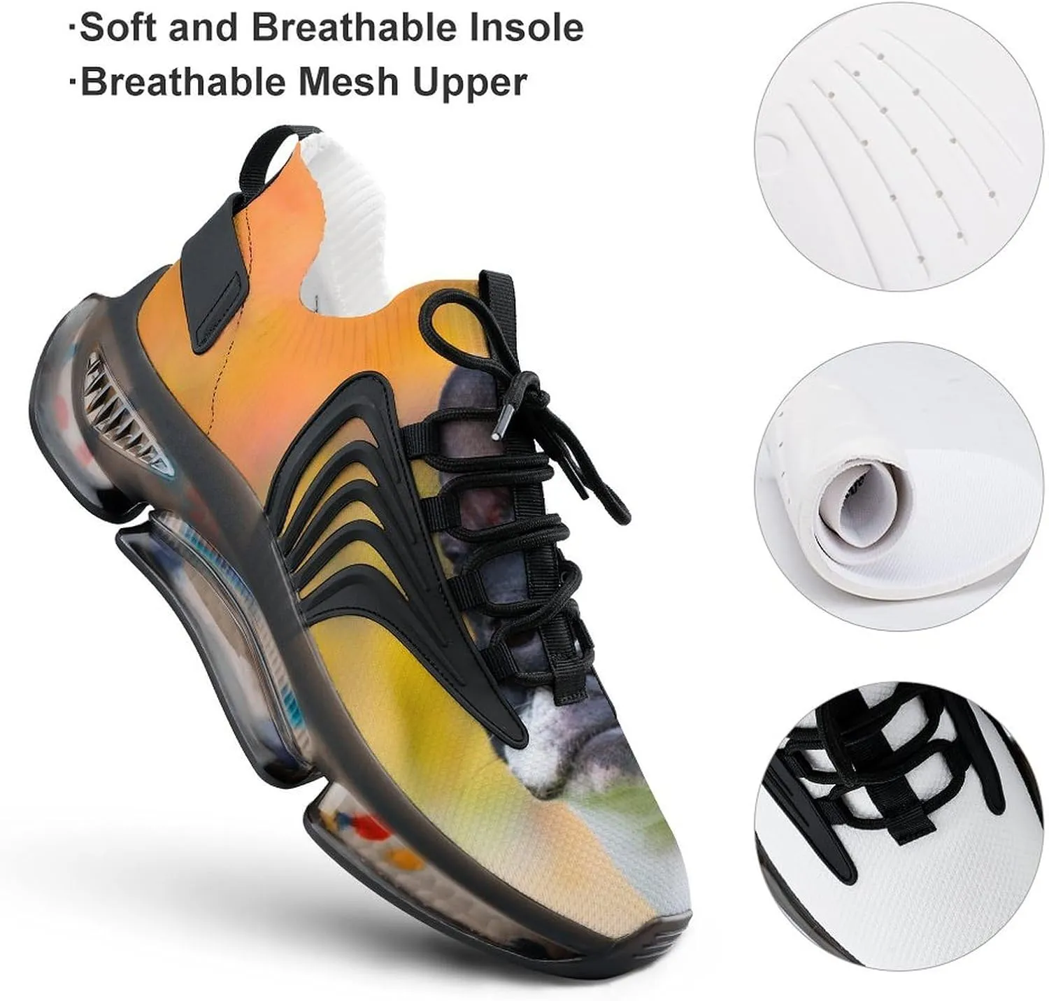 Boston Terrier Dog Female Outside Walking Shoes for Men Lightweight Tennis Fashion Elastic Sports Shoes Cushion Basketball Shoes