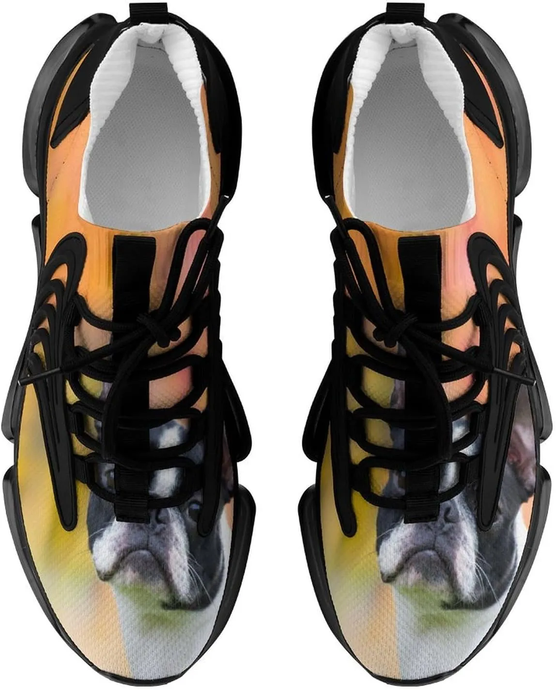 Boston Terrier Dog Female Outside Walking Shoes for Men Lightweight Tennis Fashion Elastic Sports Shoes Cushion Basketball Shoes