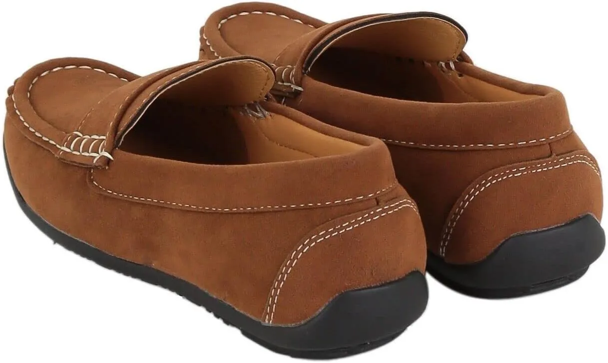 Boys Faux Suede Slip On Loafer Wedding Classic Smart Casual Moccasin Flat Shoes