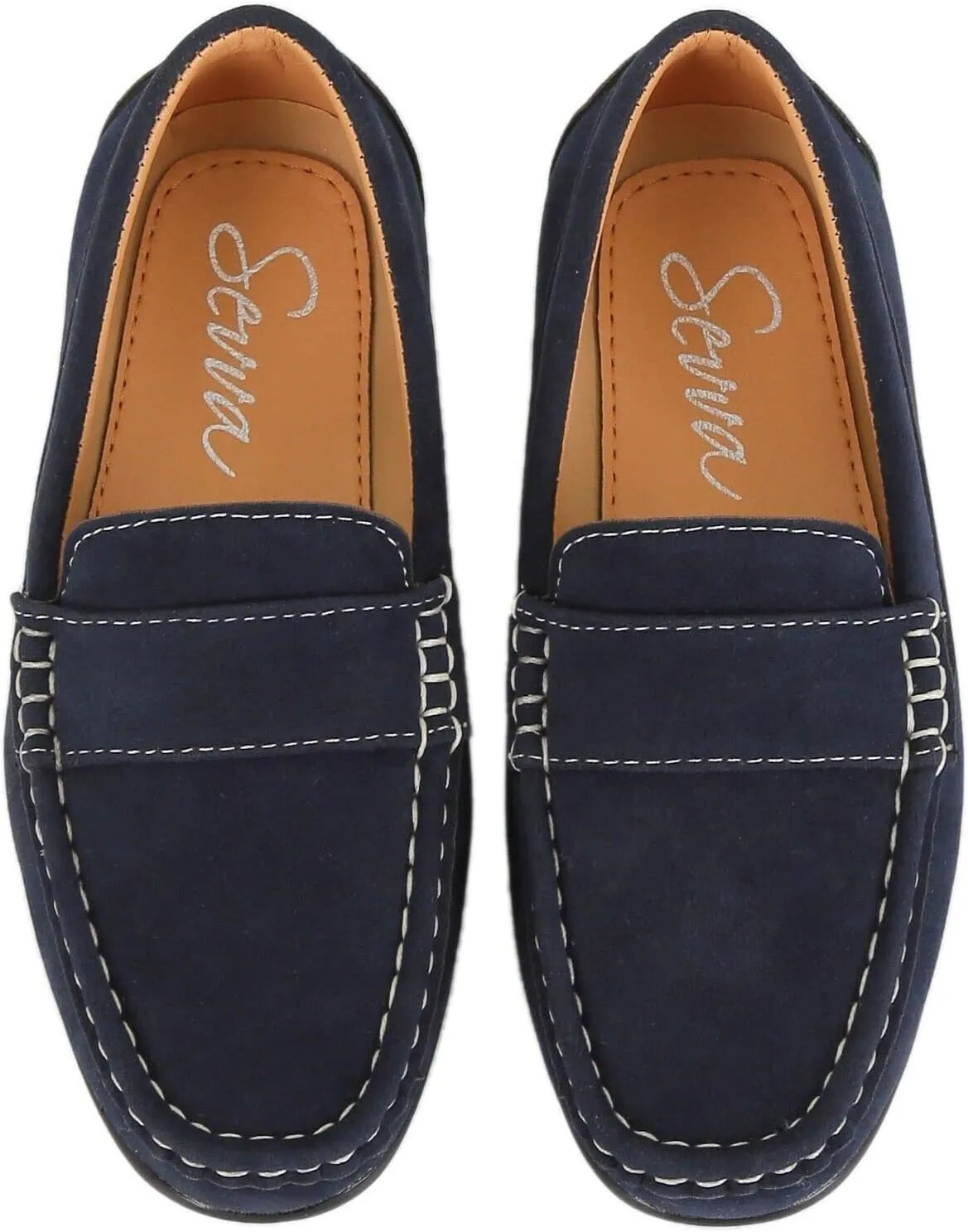 Boys Faux Suede Slip On Loafer Wedding Classic Smart Casual Moccasin Flat Shoes