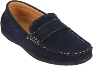 Boys Faux Suede Slip On Loafer Wedding Classic Smart Casual Moccasin Flat Shoes