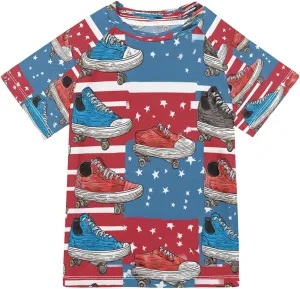 Boys Short Sleeve T-Shirts Skateboard Shoes Star Rashguard Kids Swim Shirts Sun UPF 50 