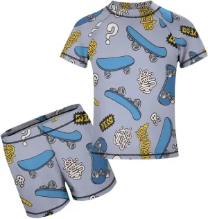 Boys'Rash Guard Set,Horses and Belts Swim Shirt and Bathing Suit Trunks-Swimwear Set for Boys (6-12)