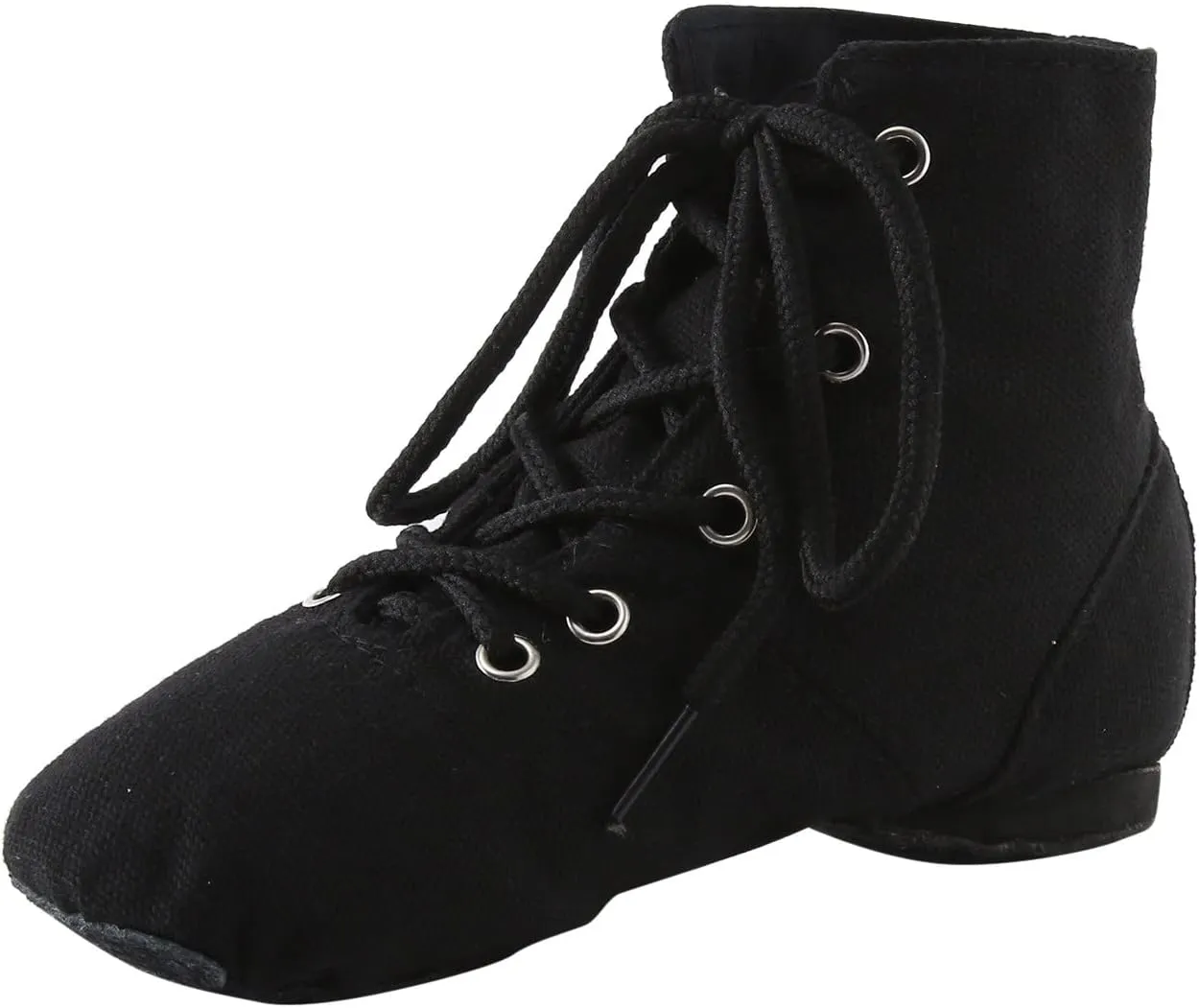 Canvas Jazz Dancing Sneakers Ballet Dance Boots for Girls Boys Split Sole Ballroom Dancing Flat Lace-Up Ankle Boots