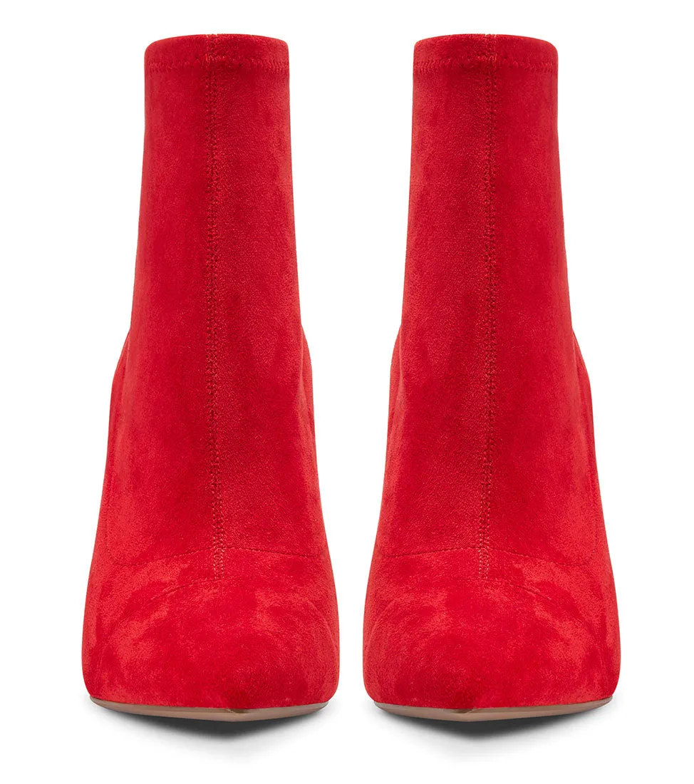 CASTAMERE Women's High Heel Ankle Boots Slip-on Pointed Toe Stretch Boot Stilettos Classic Suede Boots 10CM Heels