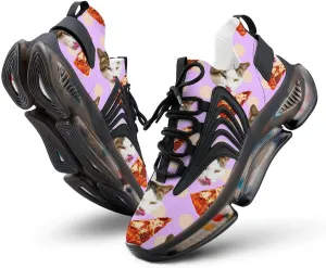 Cat Pizza Lover Walking Shoes for Men Lightweight Tennis Fashion Elastic Sports Shoes Cushion Basketball Shoes