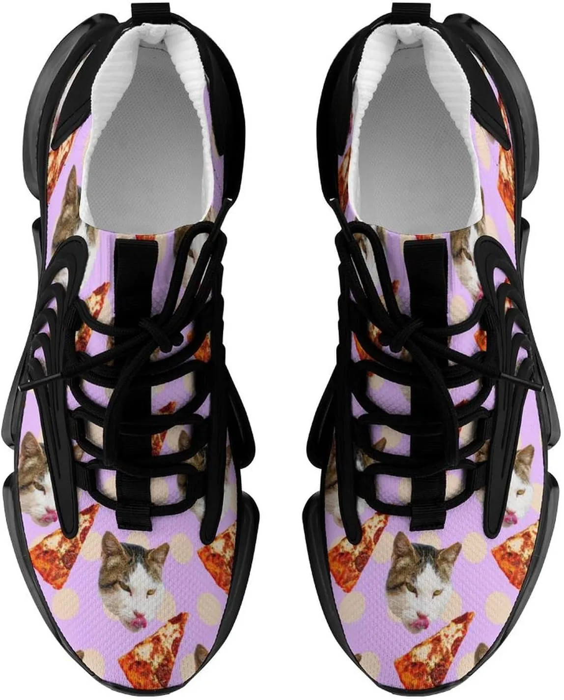 Cat Pizza Lover Walking Shoes for Men Lightweight Tennis Fashion Elastic Sports Shoes Cushion Basketball Shoes
