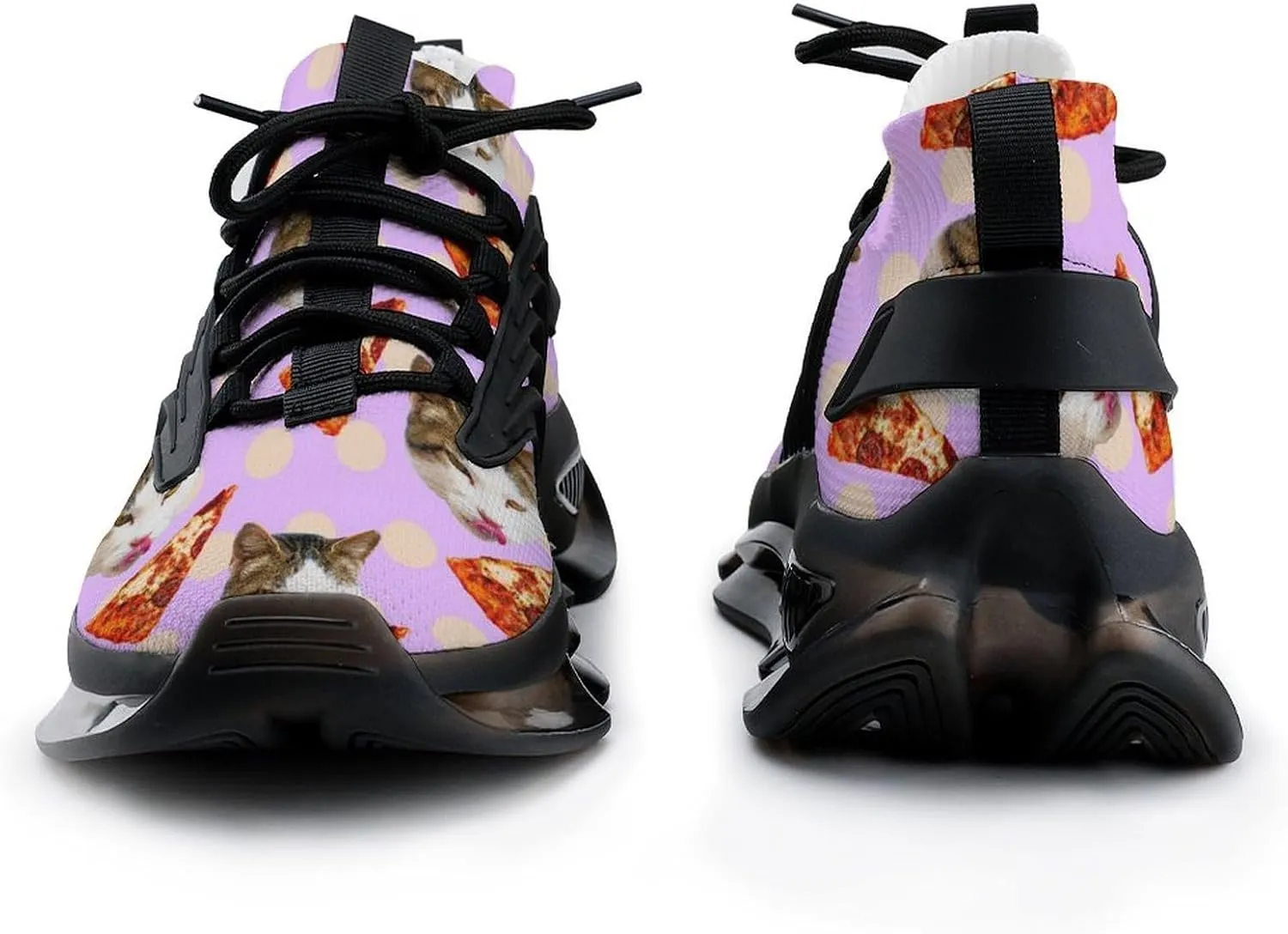 Cat Pizza Lover Walking Shoes for Men Lightweight Tennis Fashion Elastic Sports Shoes Cushion Basketball Shoes