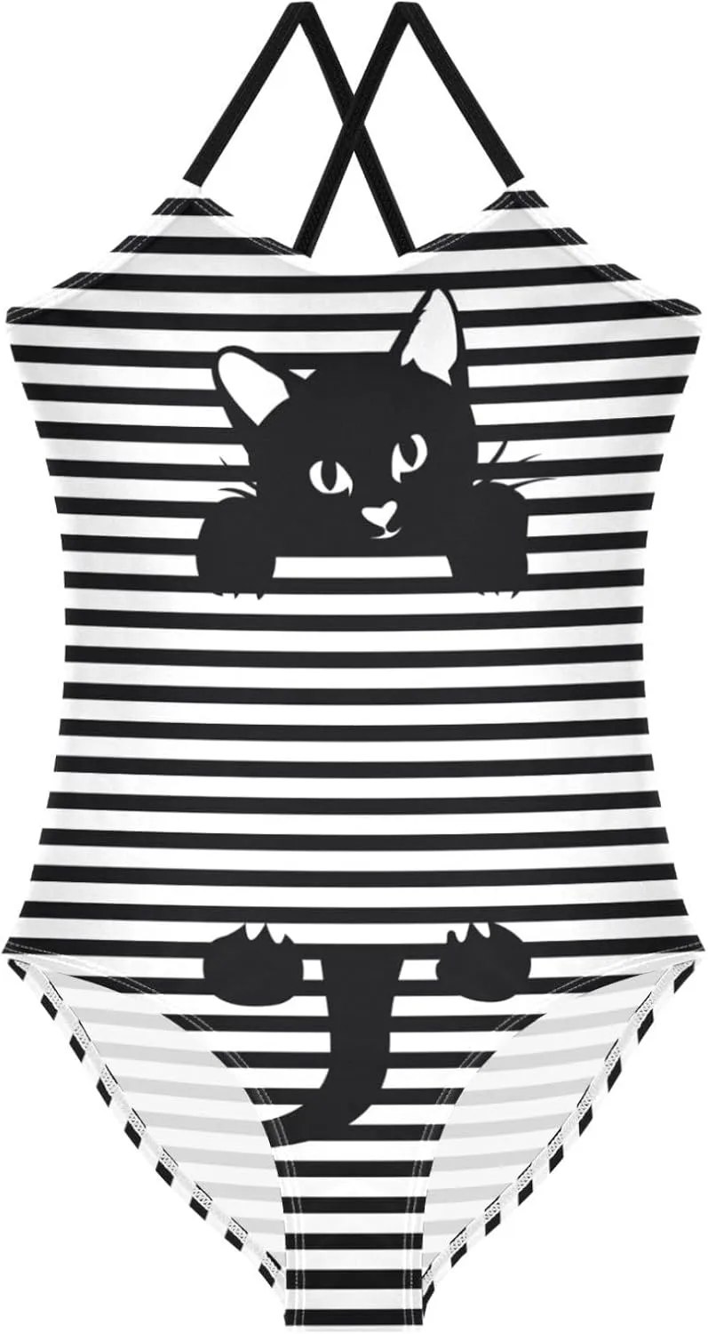 CaTaKu Girls One Piece Swimsuits Hawaiian Toddler Bathing Suit for Girls Kids Swimwear 3-10 Years