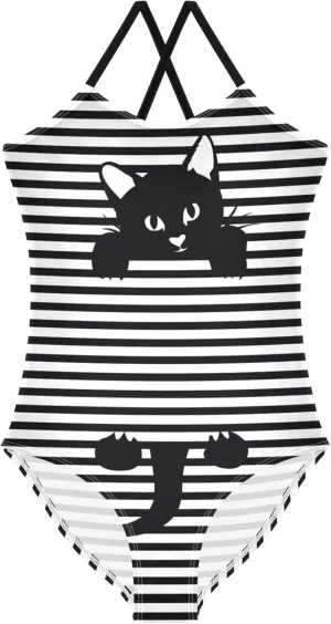 CaTaKu Girls One Piece Swimsuits Hawaiian Toddler Bathing Suit for Girls Kids Swimwear 3-10 Years