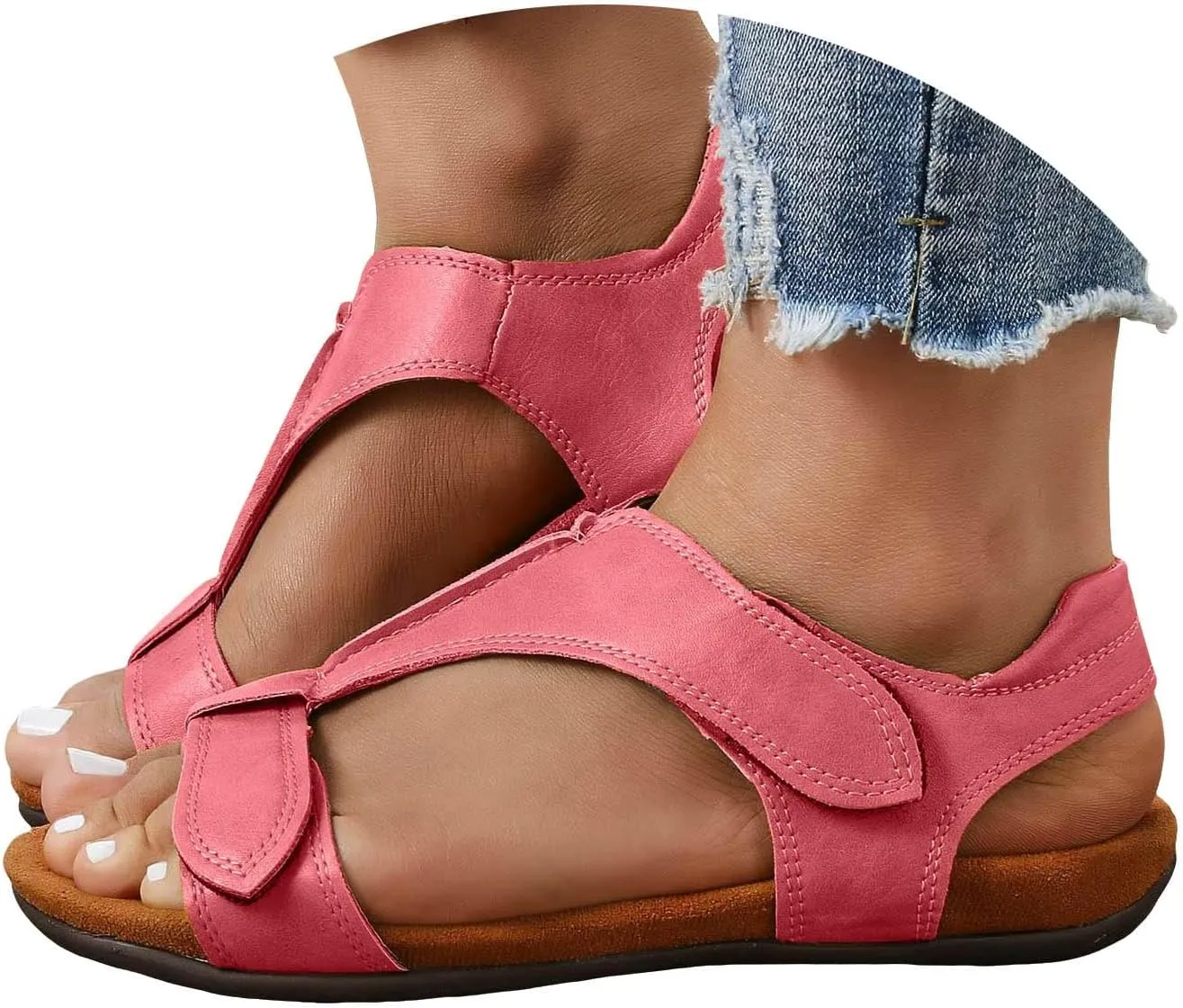 Cathalem Orthopedic Sandals for Women 2024 Womens Arch Support Flat Sandals Flat Arch Massage Casual Beach Sandals