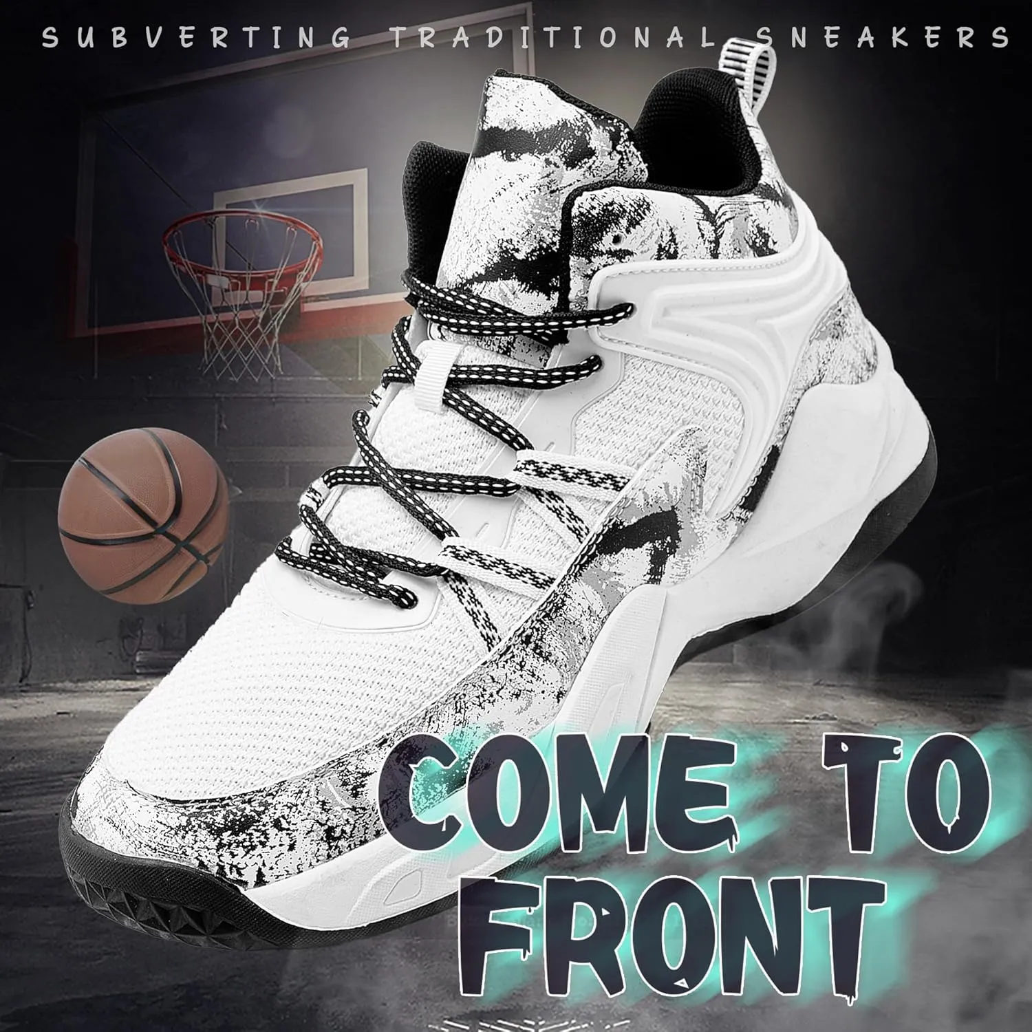 CJSPORX Men Women Basketball Shoes Breathable Non Slip Outdoor Fashion Sneakers