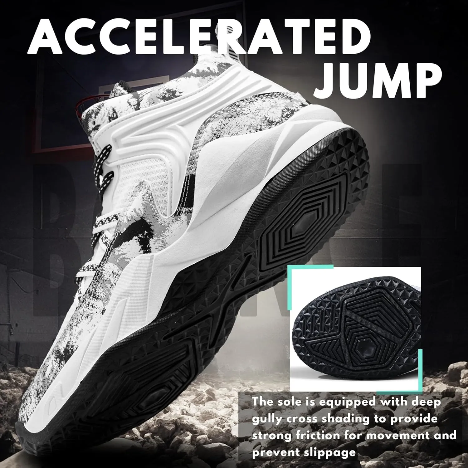 CJSPORX Men Women Basketball Shoes Breathable Non Slip Outdoor Fashion Sneakers