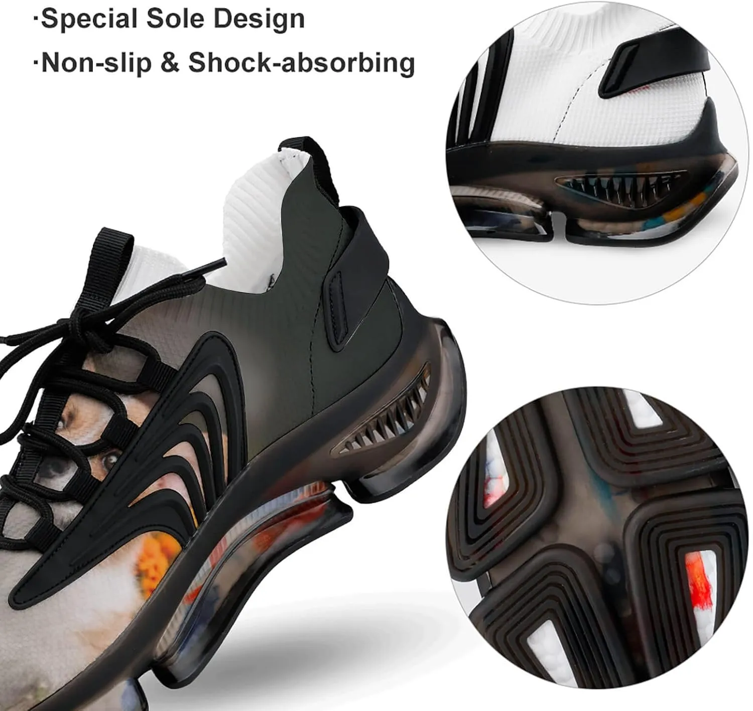 Corgi Pembroke Puppy Adventures Walking Shoes for Men Lightweight Tennis Fashion Elastic Sports Shoes Cushion Basketball Shoes