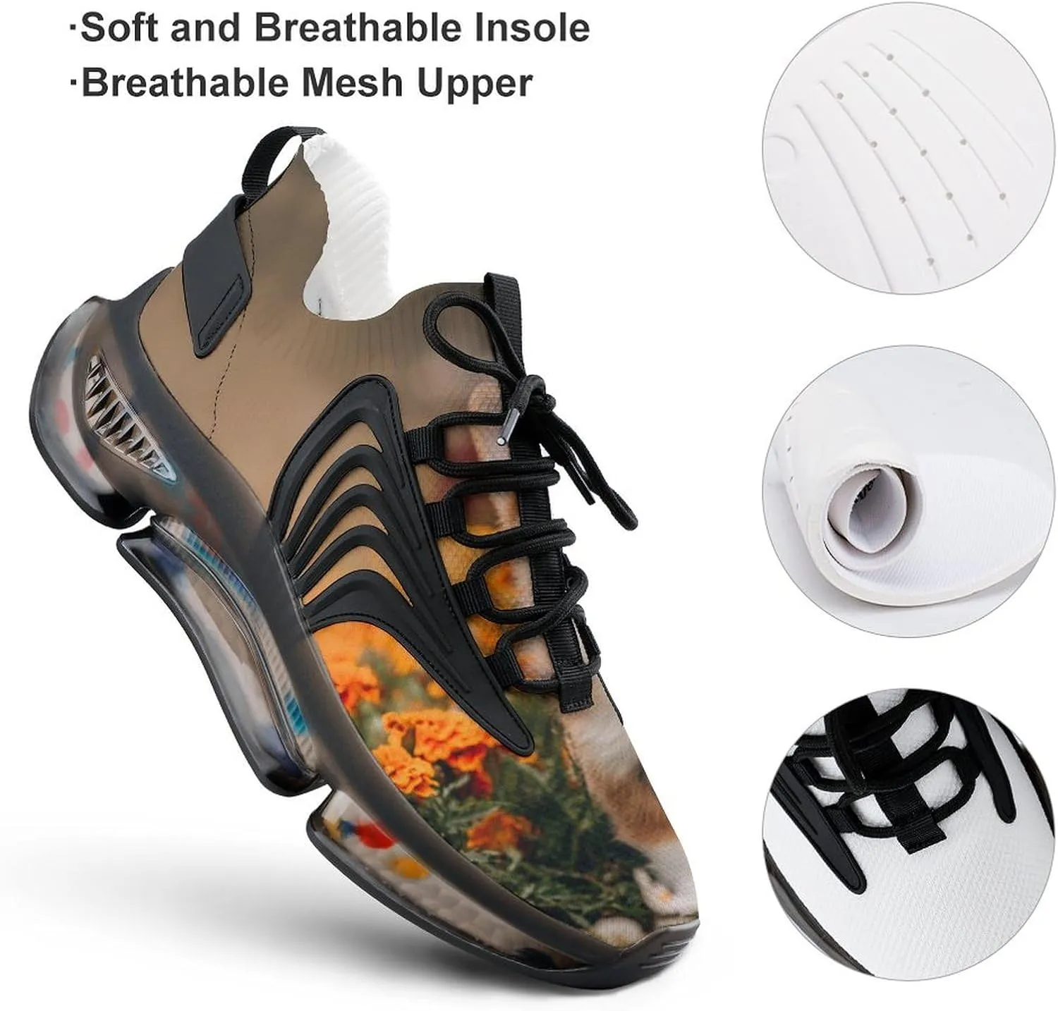 Corgi Pembroke Puppy Adventures Walking Shoes for Men Lightweight Tennis Fashion Elastic Sports Shoes Cushion Basketball Shoes