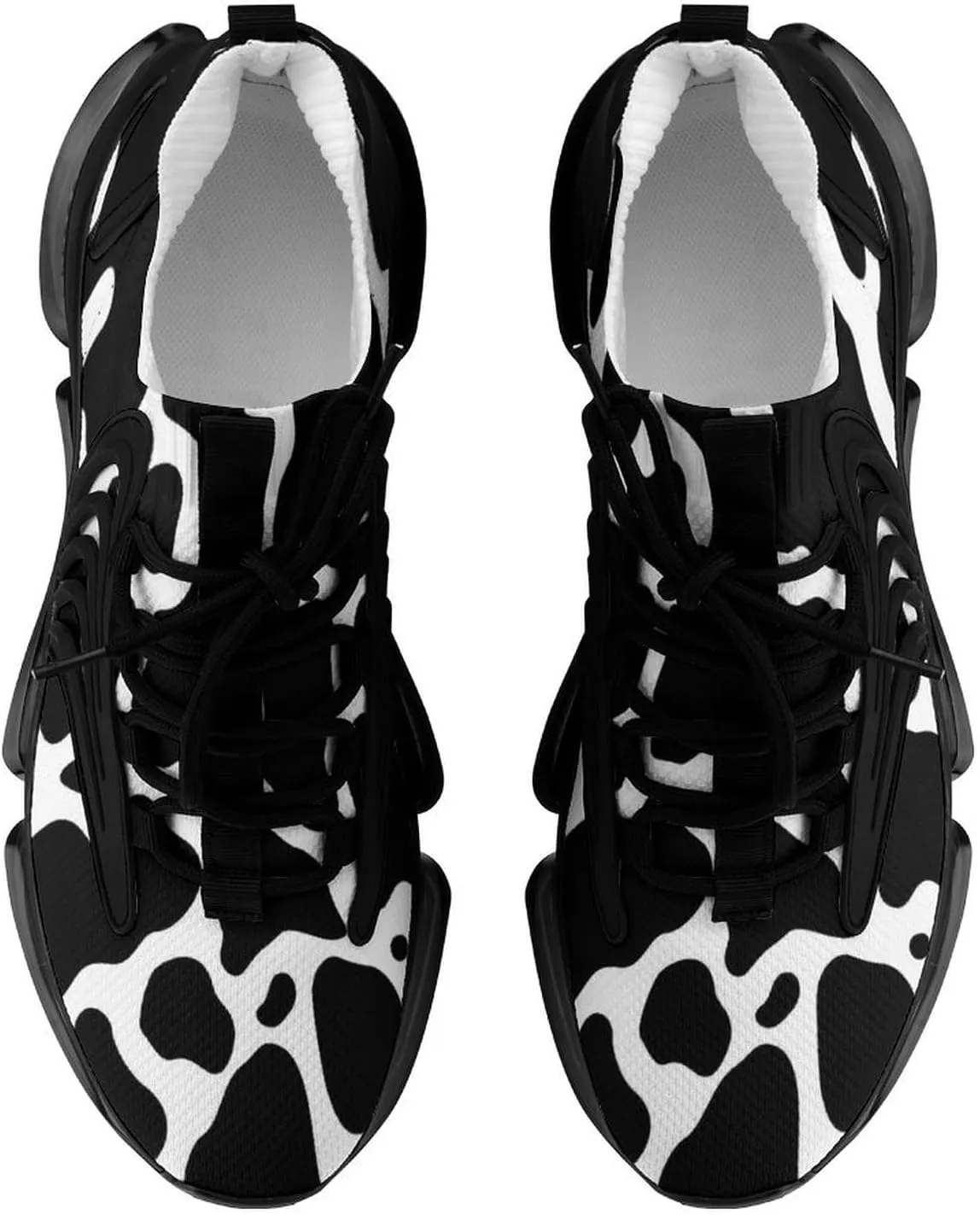 Cow Pattern Mens Running Shoes Lightweight Walking Tennis Shoes Soft Soled Elastic Cushion Basketball Shoes