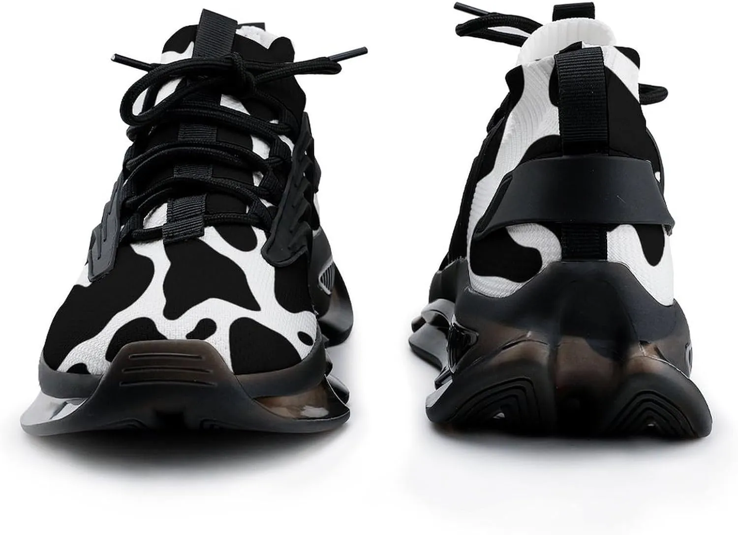 Cow Pattern Mens Running Shoes Lightweight Walking Tennis Shoes Soft Soled Elastic Cushion Basketball Shoes