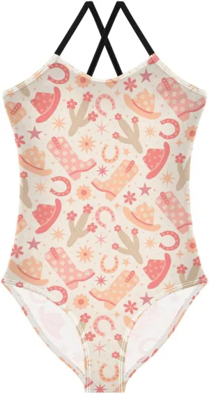 Cute Cartoon Snail Girls One Piece Swimsuits Watercolor Sport Halter Swimwear Beach Bathing Suit 3T