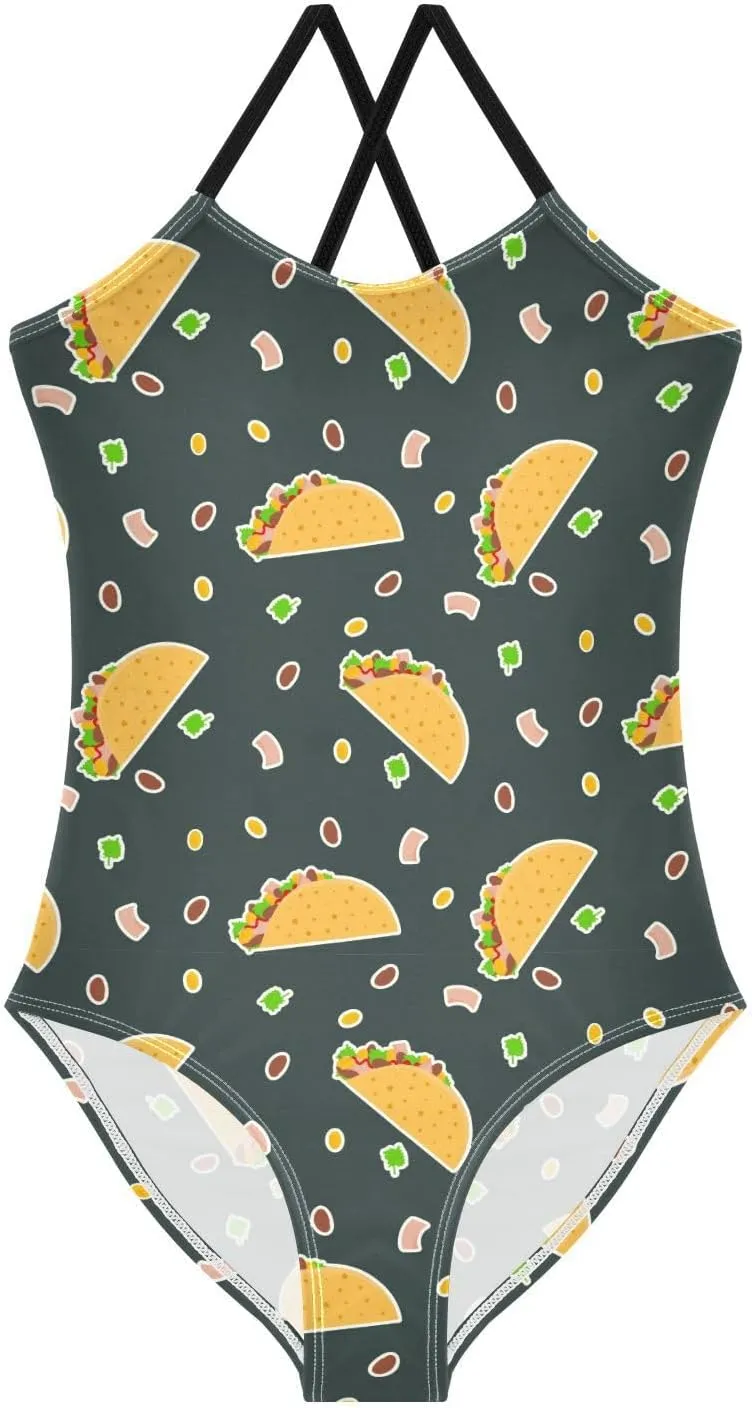 Cute Cartoon Snail Girls One Piece Swimsuits Watercolor Sport Halter Swimwear Beach Bathing Suit 3T