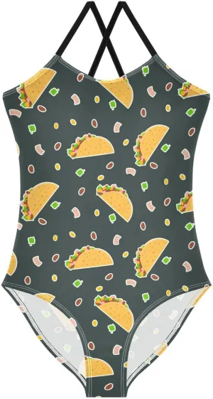 Cute Cartoon Snail Girls One Piece Swimsuits Watercolor Sport Halter Swimwear Beach Bathing Suit 3T