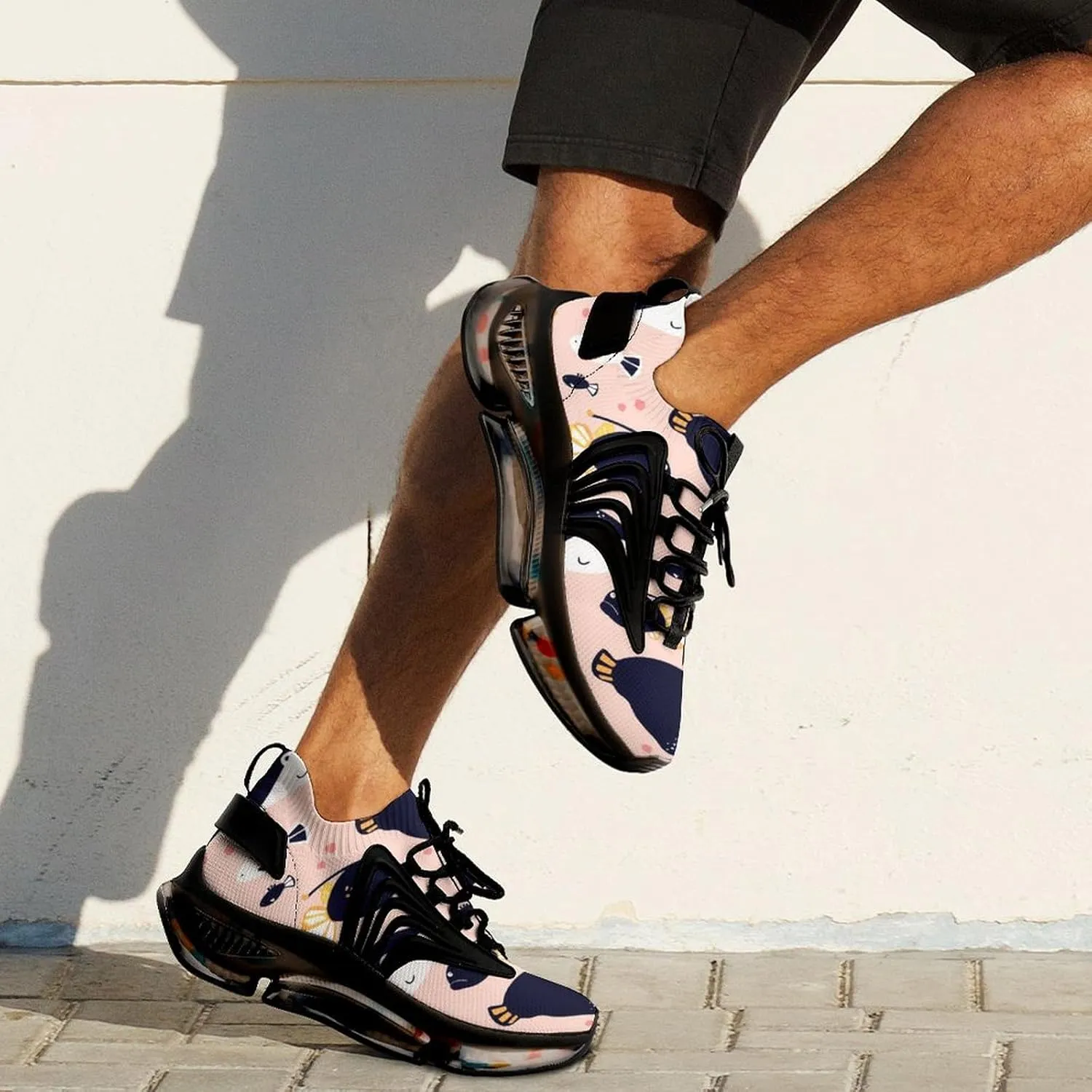Cute Sea Animals Killer Whale Angler Fish Walking Shoes for Men Lightweight Tennis Fashion Elastic Sports Shoes Cushion Basketball Shoes