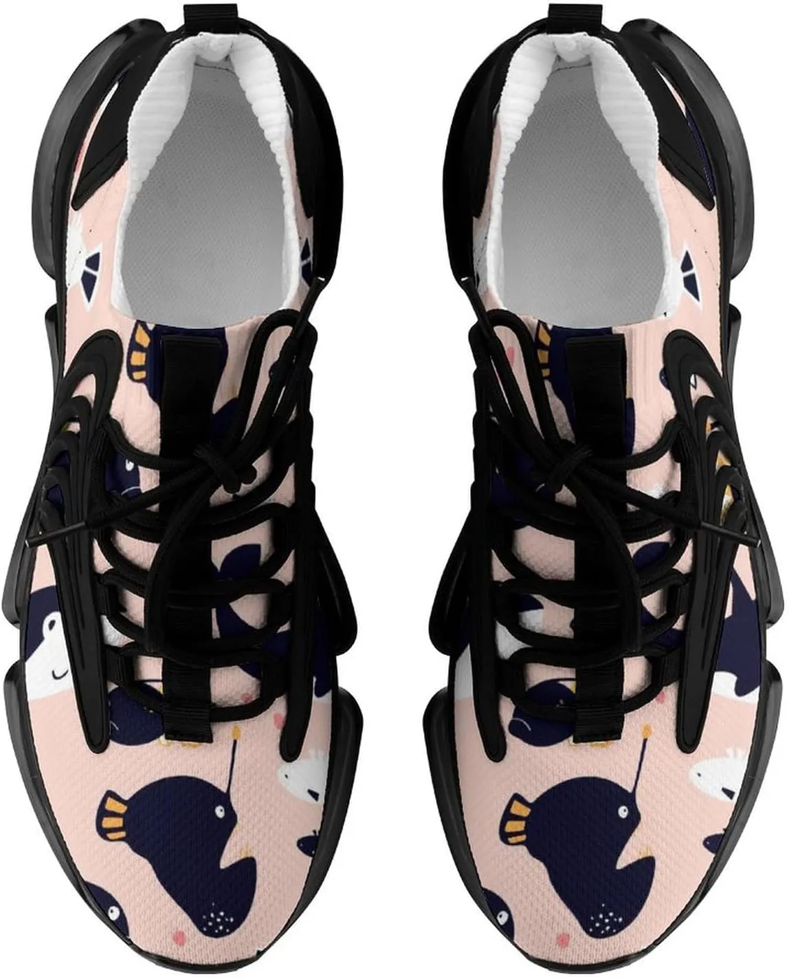 Cute Sea Animals Killer Whale Angler Fish Walking Shoes for Men Lightweight Tennis Fashion Elastic Sports Shoes Cushion Basketball Shoes