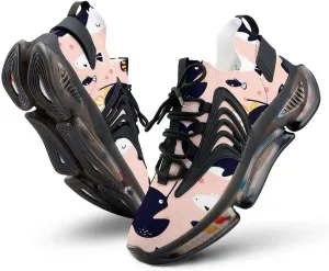 Cute Sea Animals Killer Whale Angler Fish Walking Shoes for Men Lightweight Tennis Fashion Elastic Sports Shoes Cushion Basketball Shoes