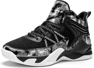 DHAEY Men's Basketball Shoes Outdoor High Top Basketball Sneakers with Arch Support Lightweight Fashion Basketball Shoes for Boys (Color : Black, Size : 7 Women/5.5 Men)