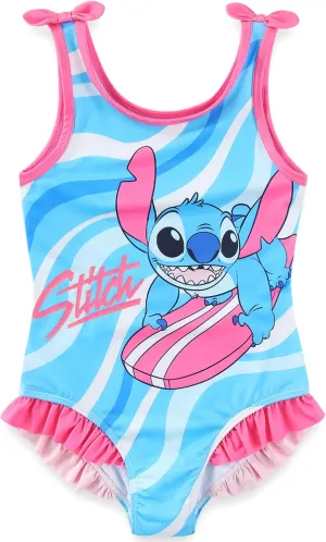 Disney Lilo & Stitch Girls Swimsuit UPF 50  One Piece Bathing Suit for Big Kids