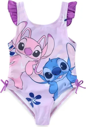 Disney Lilo & Stitch Girls Swimsuit UPF 50  One Piece Bathing Suit for Big Kids
