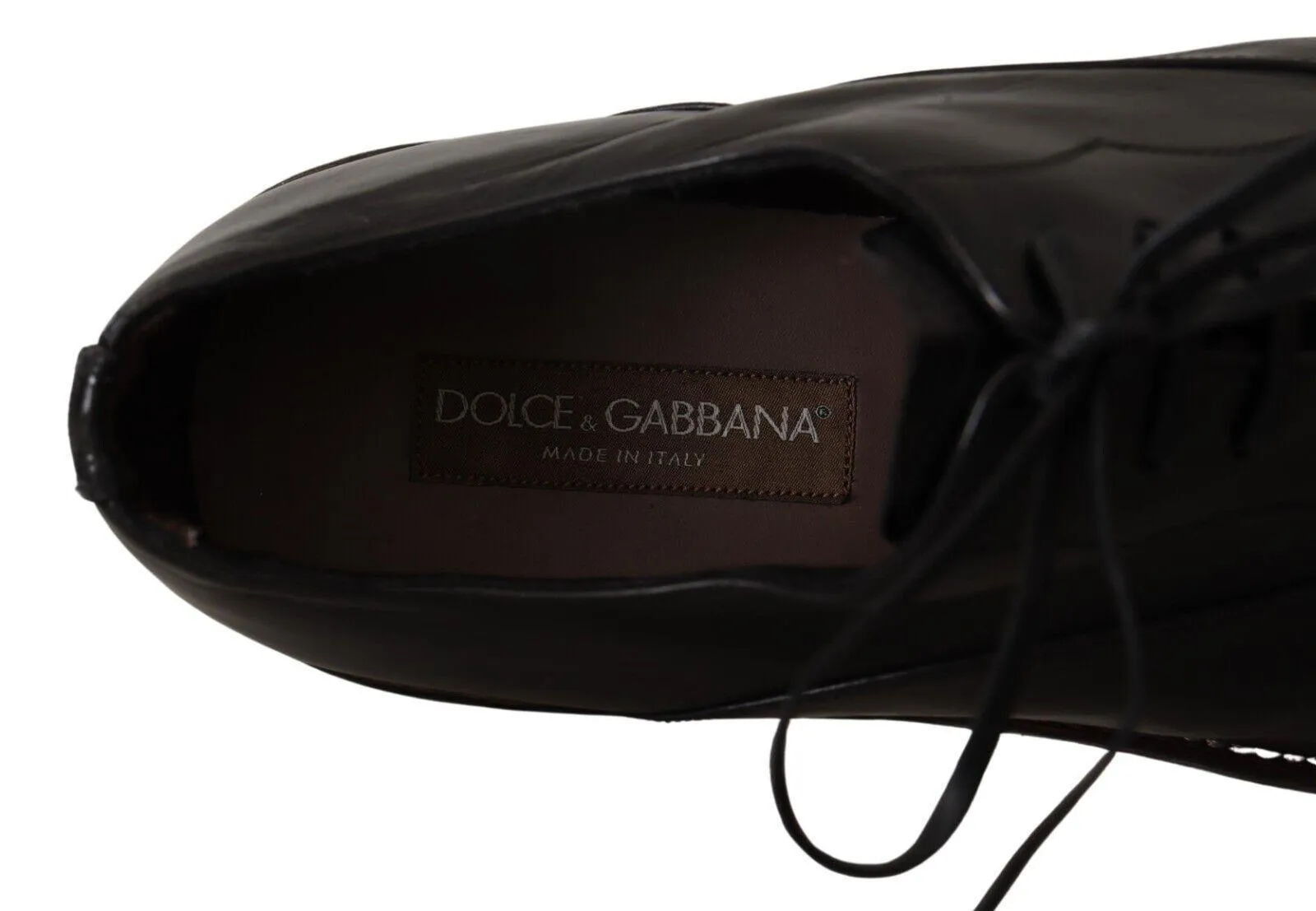 Dolce & Gabbana Elegant Black Leather Derby Formal Sko