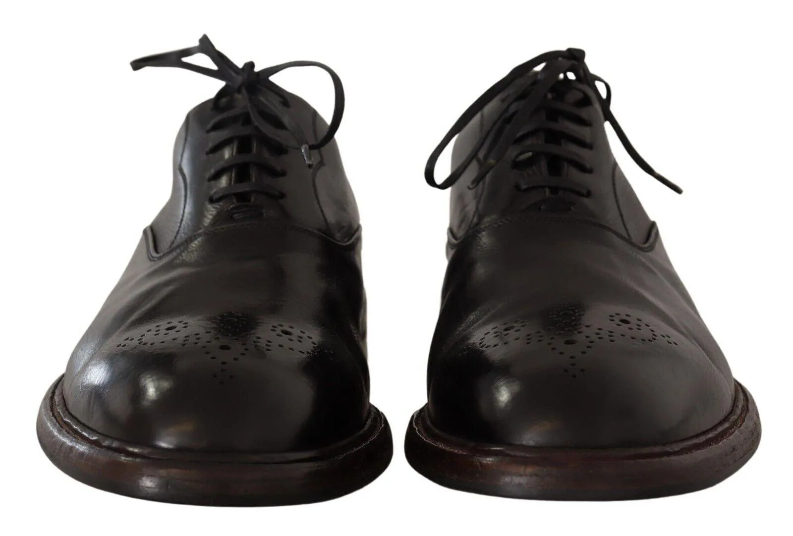 Dolce & Gabbana Elegant Black Leather Derby Formal Sko