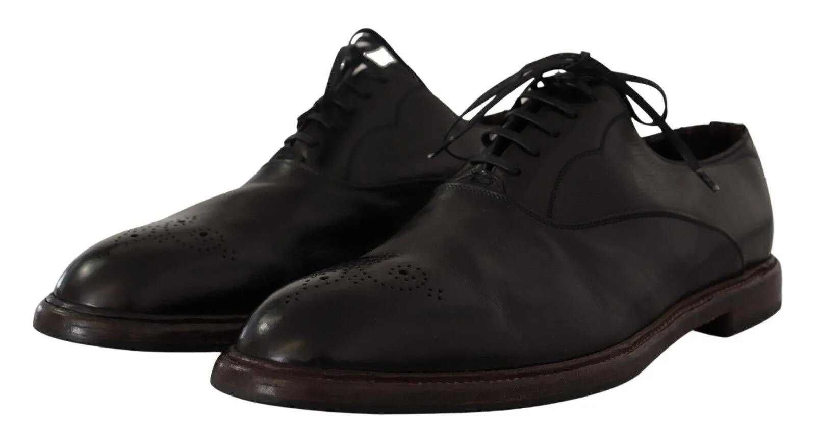 Dolce & Gabbana Elegant Black Leather Derby Formal Sko