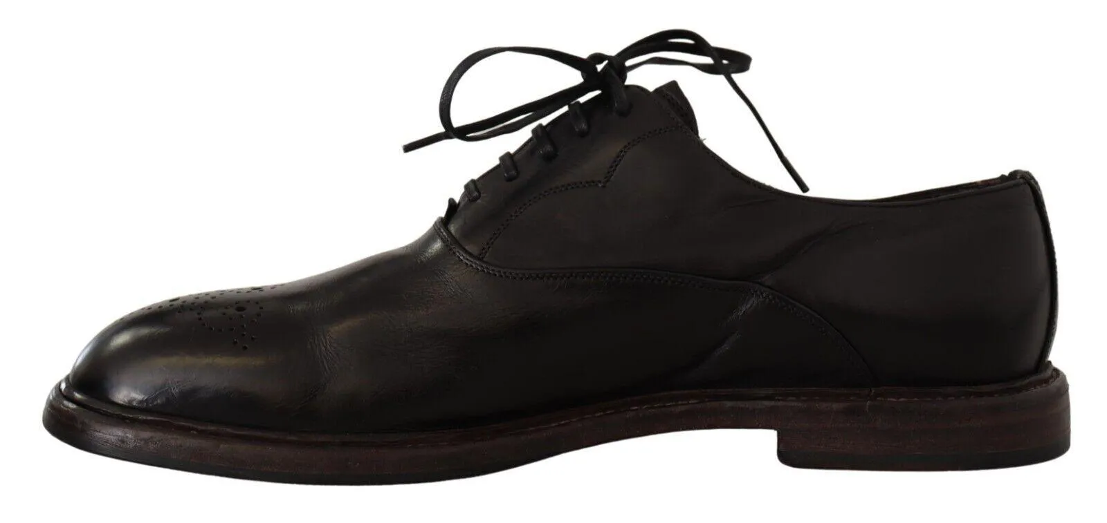 Dolce & Gabbana Elegant Black Leather Derby Formal Sko