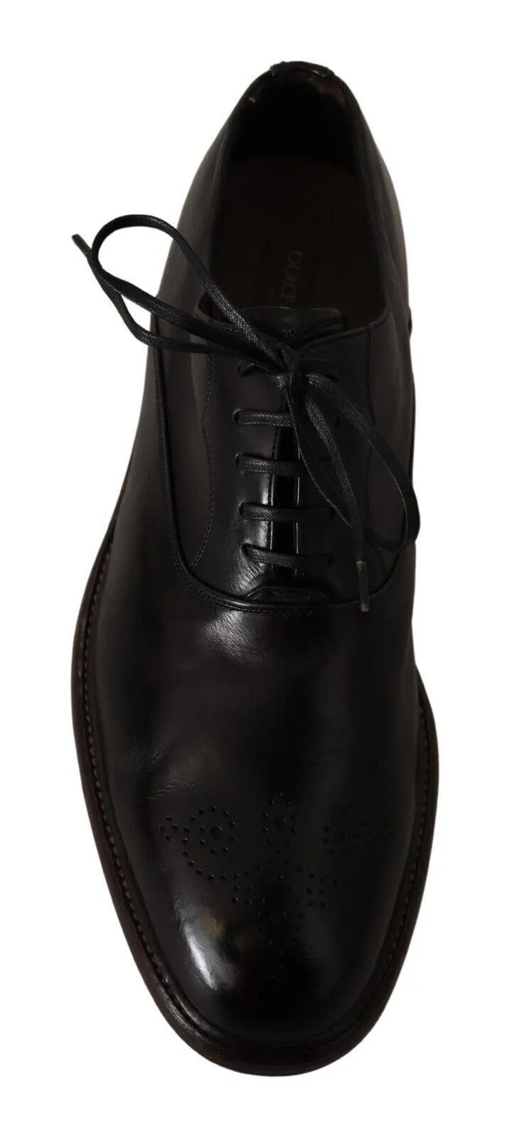 Dolce & Gabbana Elegant Black Leather Derby Formal Sko