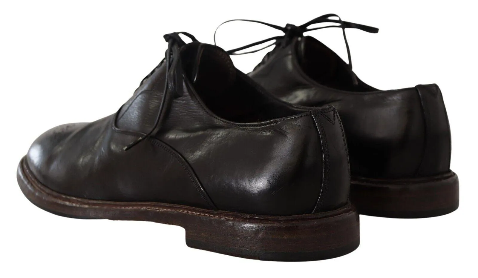 Dolce & Gabbana Elegant Black Leather Derby Formal Sko