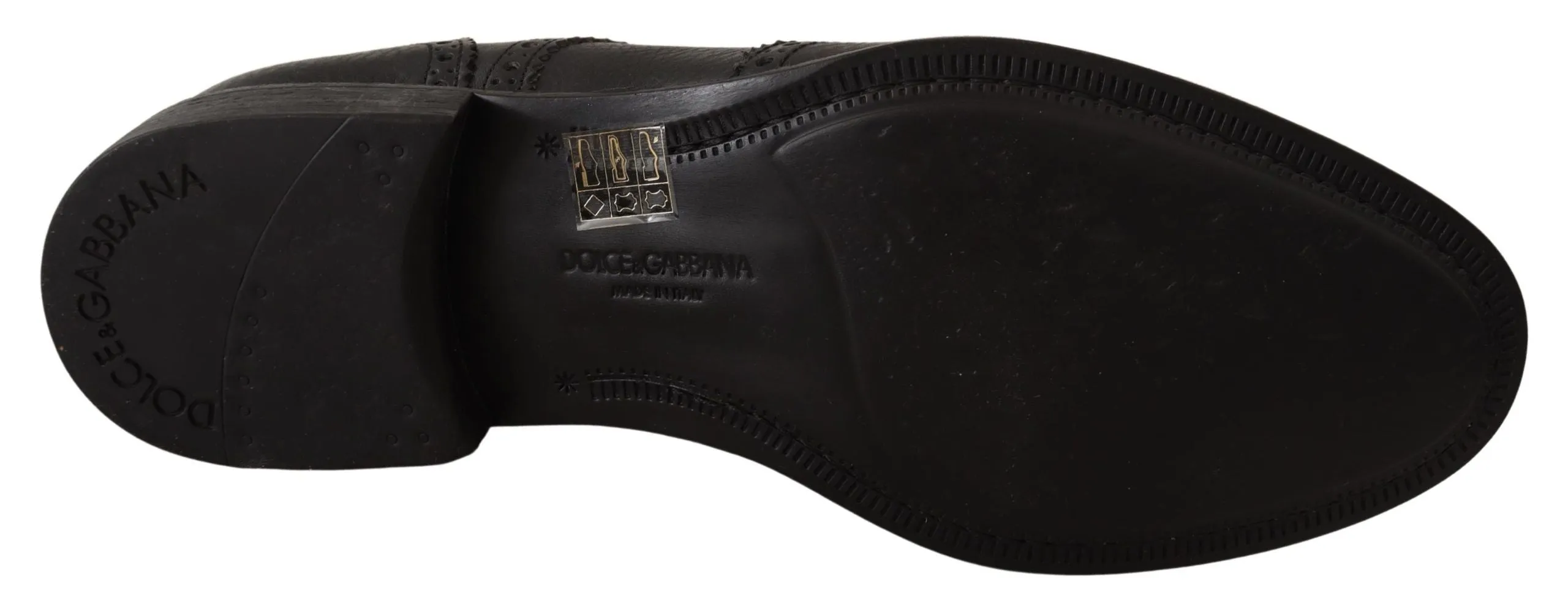 Dolce & Gabbana Elegant Black Leather Derby Wingtip Sko