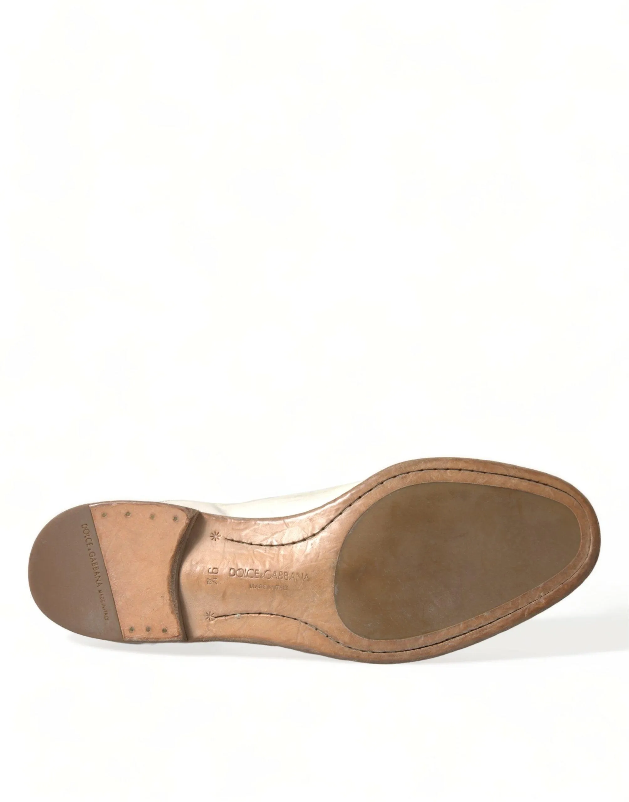 Dolce & Gabbana Elegant White Calfskin Derby Sko