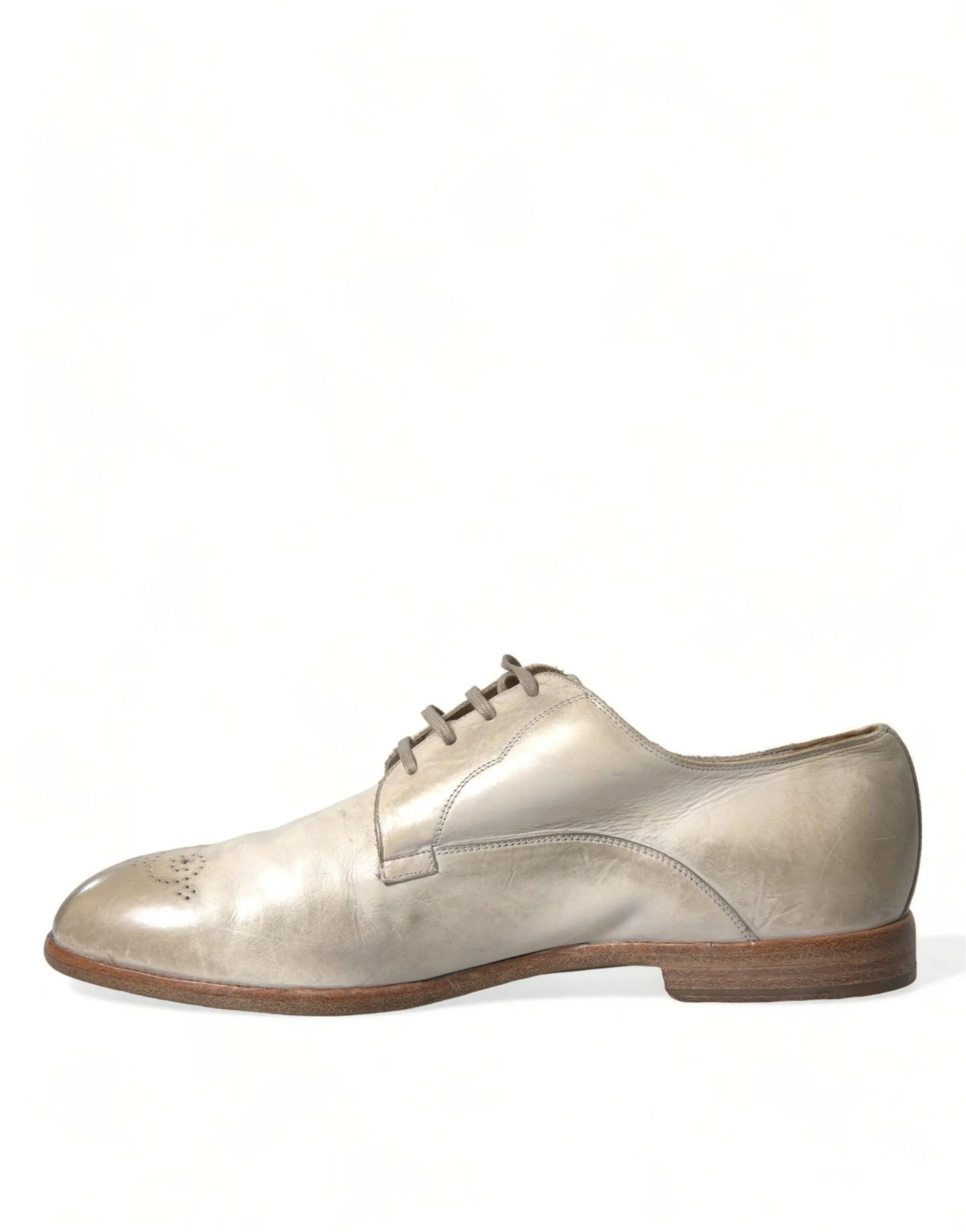 Dolce & Gabbana Elegant White Calfskin Derby Sko
