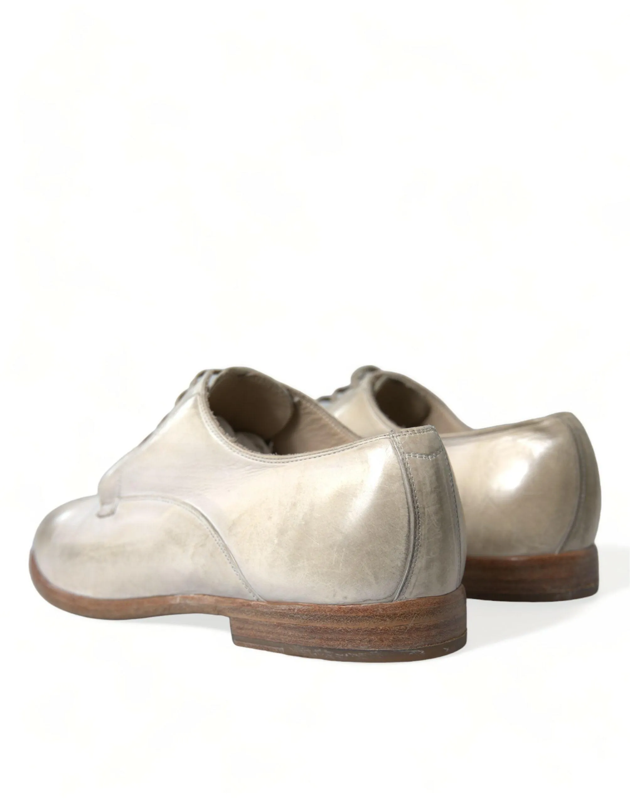 Dolce & Gabbana Elegant White Calfskin Derby Sko