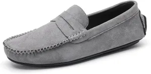 Easy to Put and Remove. Smoking Loafer for Men Suede Vamp Penny Loafer Stitching Details Round Toe Flat Heel Flexible Anti-Slip Resistant Casual Slip on for All Occasions