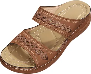 Eduavar Orthopedic Sandals for Women, Sandals Women Comfortable Slip On Sandals Open Toe Slip On Walking Sandals Shoes