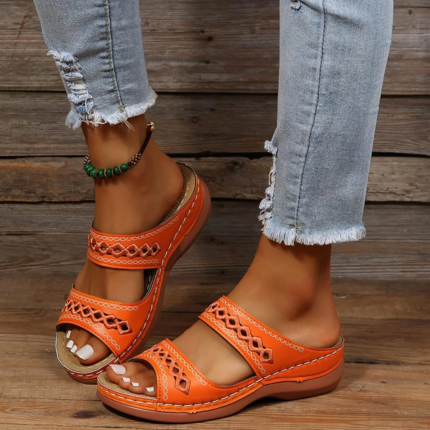 Eduavar Orthopedic Sandals for Women, Sandals Women Comfortable Slip On Sandals Open Toe Slip On Walking Sandals Shoes