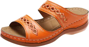 Eduavar Orthopedic Sandals for Women, Sandals Women Comfortable Slip On Sandals Open Toe Slip On Walking Sandals Shoes
