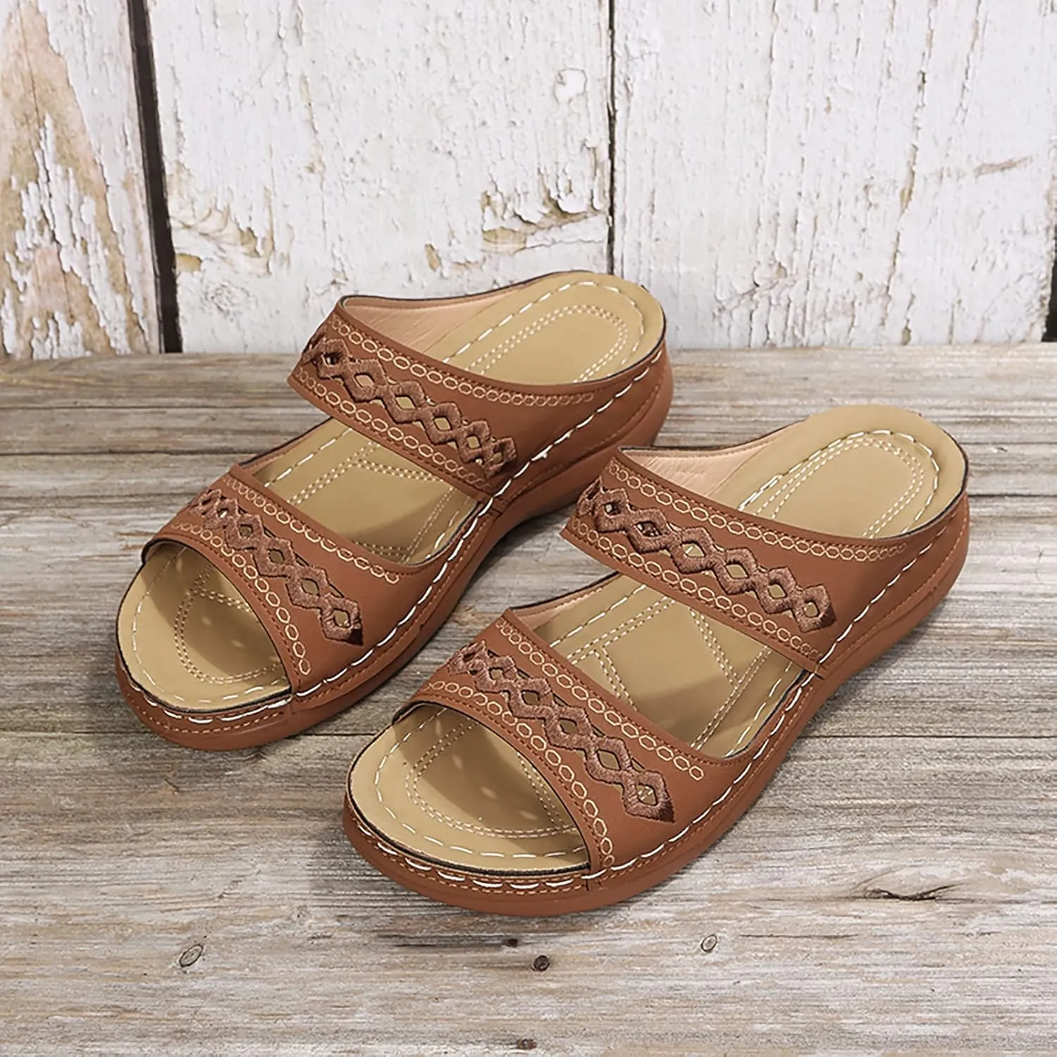 Eduavar Orthopedic Sandals for Women, Sandals Women Comfortable Slip On Sandals Open Toe Slip On Walking Sandals Shoes