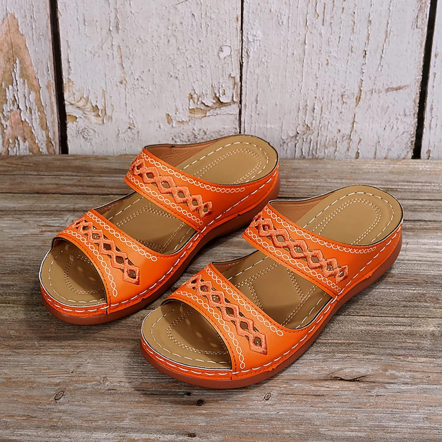Eduavar Orthopedic Sandals for Women, Sandals Women Comfortable Slip On Sandals Open Toe Slip On Walking Sandals Shoes