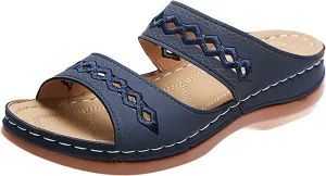 Eduavar Orthopedic Sandals for Women, Womens Sandals Comfortable Slip On Sandals Open Toe Slip On Walking Sandals Shoes