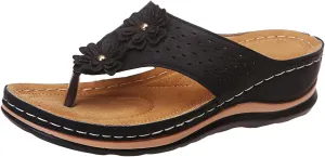 Eduavar Sandals for Women Summer Beach Walking Slippers Comfortable Vintage Slip On Flip Flops Thong Sandals Orthopedic Shoes